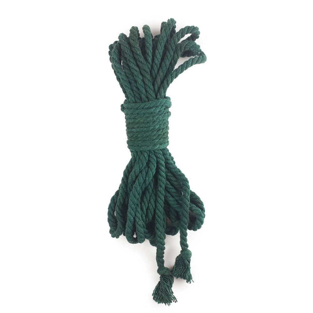 БДСМ наручники - Хлопковая веревка BDSM 8 метров, 6 мм, цвет зеленый