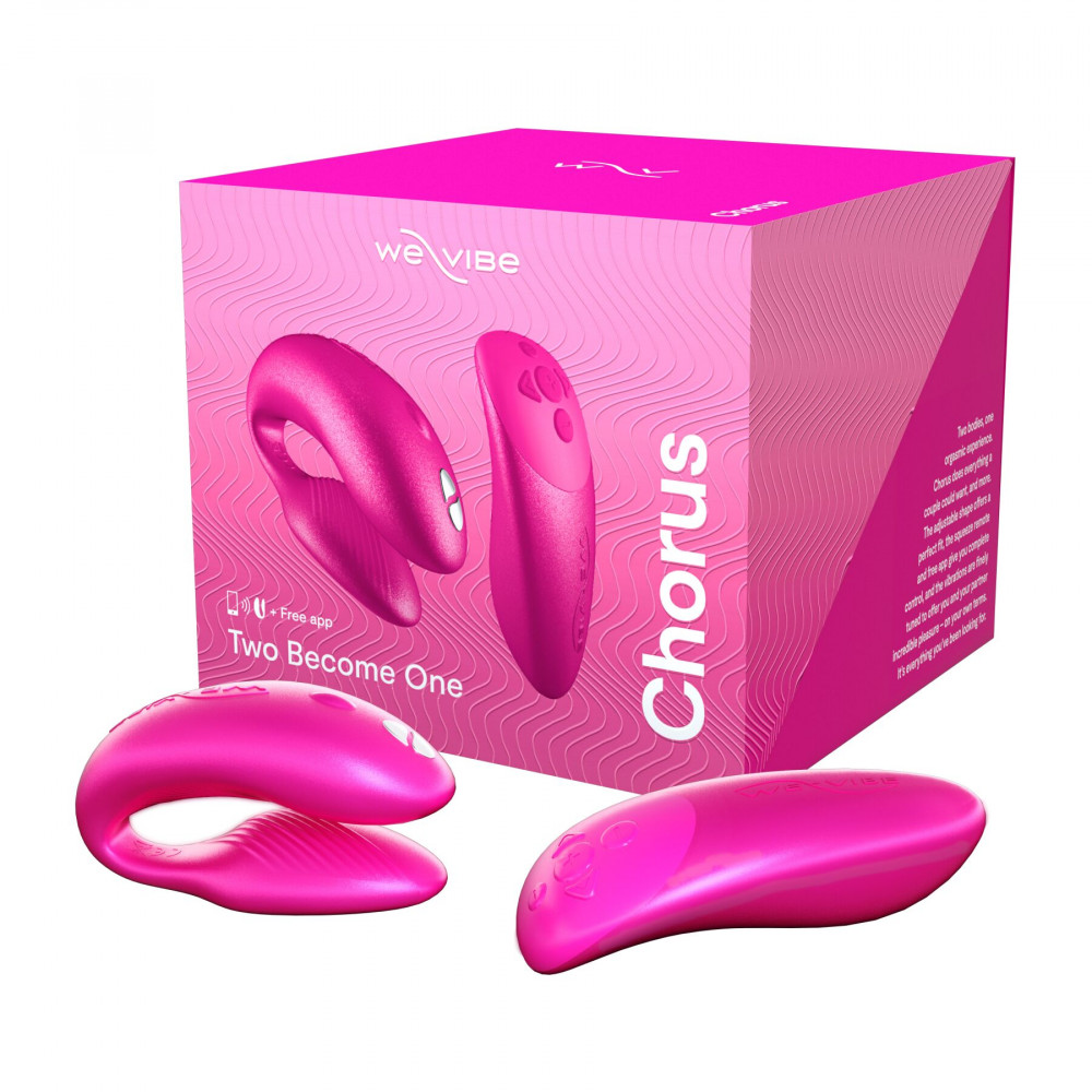Вибраторы для пар - Смарт-вибратор для пар We-Vibe Chorus Cosmic Pink, сенсорное управление вибрациями сжатием пульта 5