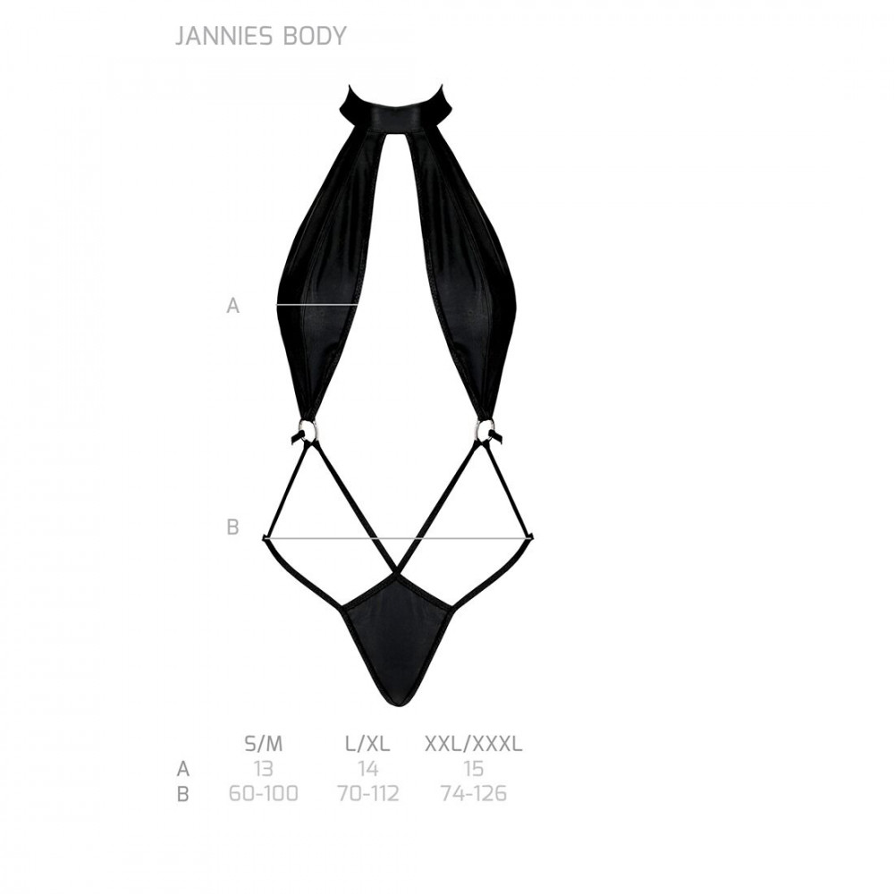 Эротическое боди - Боди-халтер из экокожи Passion JANNIES BODY L/XL black 1