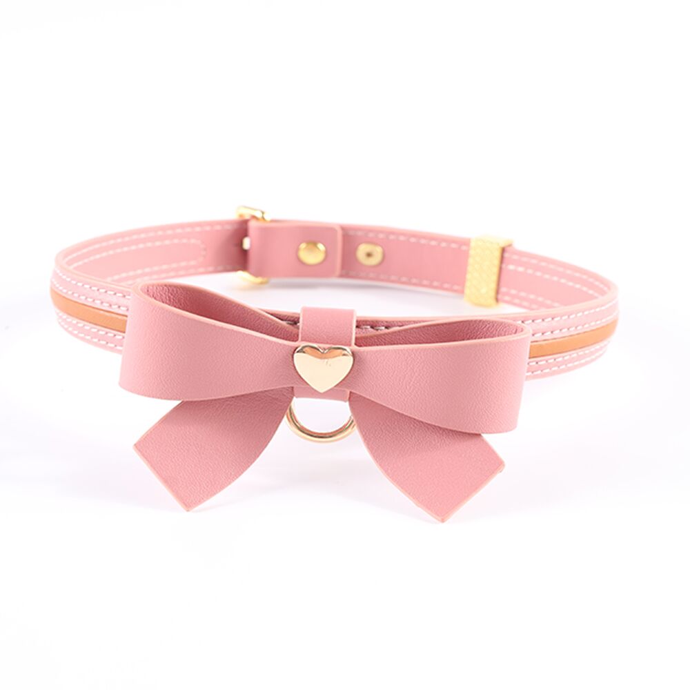 Ошейники, поводки - Поводок LOCKINK SEVANDA Love Heart Butterfly Leather Collar Set - Pink 4