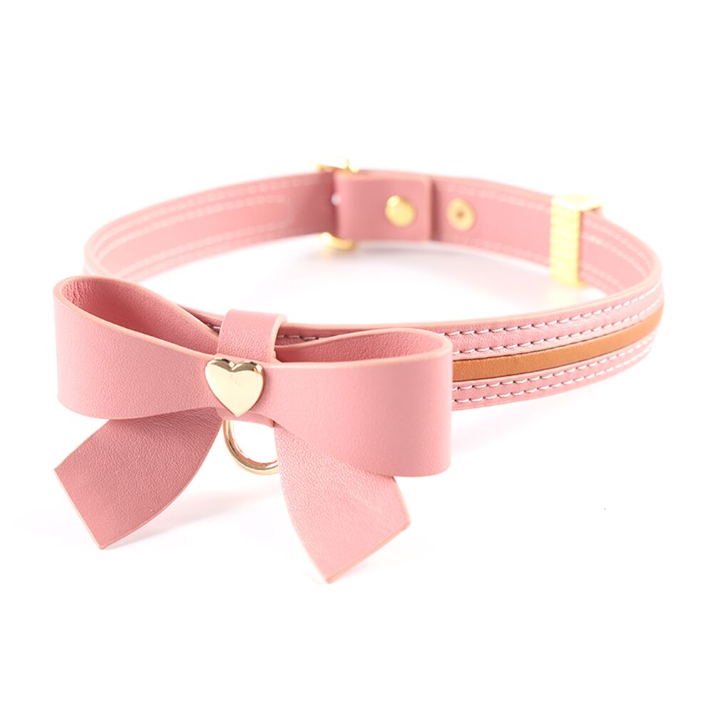 Ошейники, поводки - Поводок LOCKINK SEVANDA Love Heart Butterfly Leather Collar Set - Pink 1