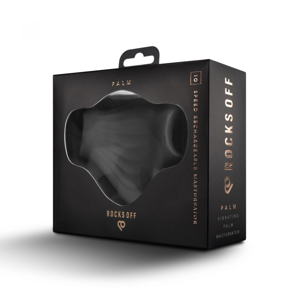 Мастурбаторы с вибрацией - Мастурбатор Rocks Off Palm Black, петли для пальцев, 10 режимов 6