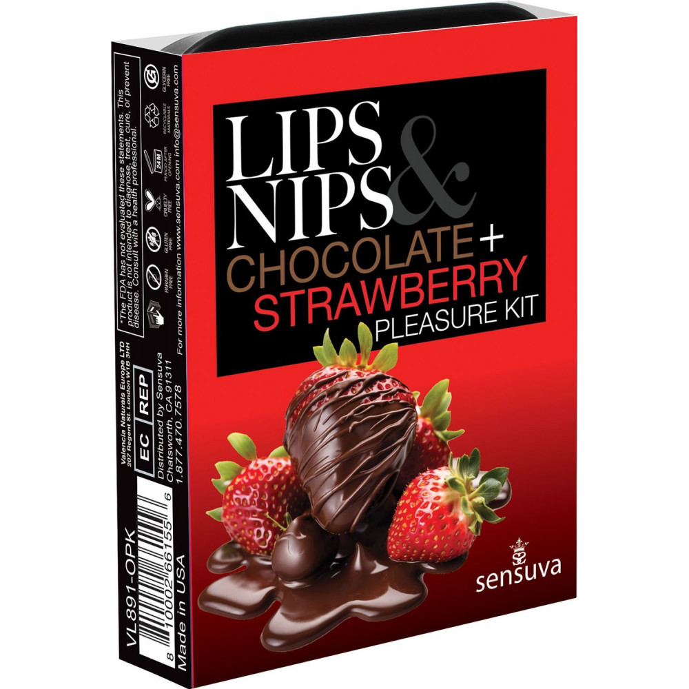 Разное - Подарочный набор Sensuva Lips & Nips Pleasure Kit - Chocolate Strawberry 2 x 4г