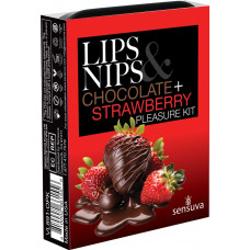 Подарочный набор Sensuva Lips & Nips Pleasure Kit - Chocolate Strawberry 2 x 4г