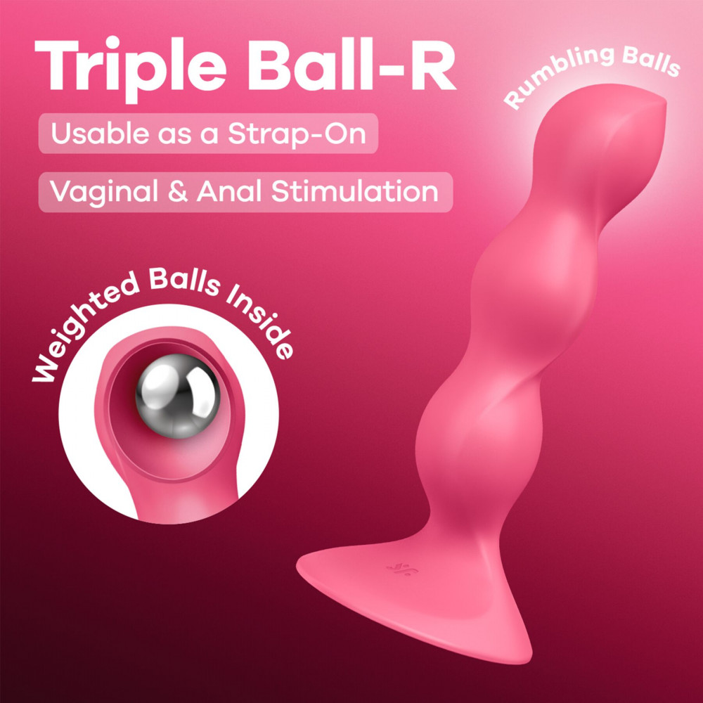 Анальные игрушки с вибрацией - Анальный стимулятор-бусины Satisfyer Triple Ball-R Red 6