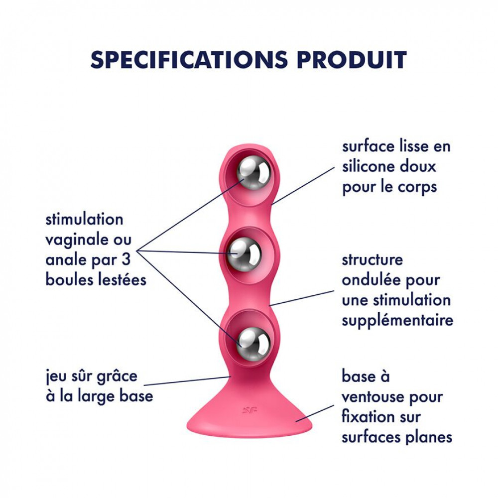 Анальные игрушки с вибрацией - Анальный стимулятор-бусины Satisfyer Triple Ball-R Red 4