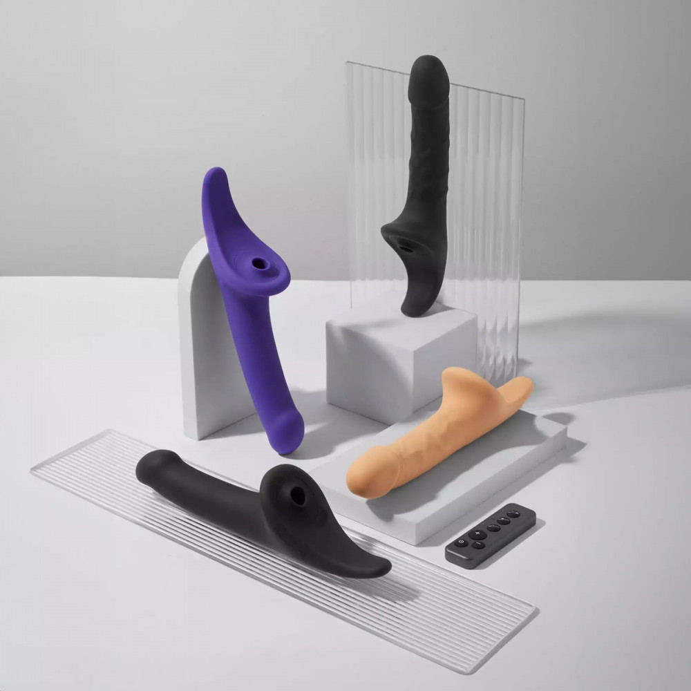 Страпоны - Вибронасадка для страпона с вакуумной стимуляцией Strap-On-Me Multi Orgasm Realistic Dildo XL Black 8