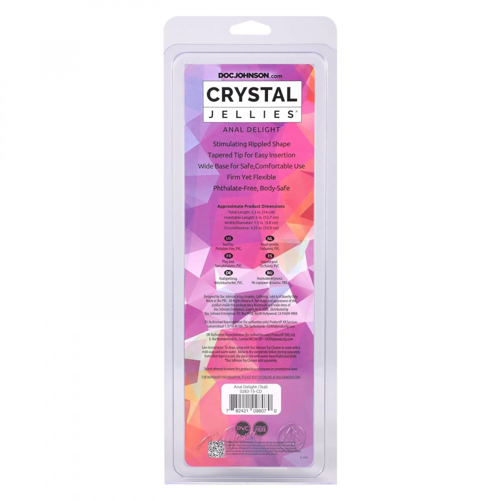 Фалоімітатор - Дилдо Doc Johnson Crystal Jellies - Anal Delight - 5 Inch - Teal 2