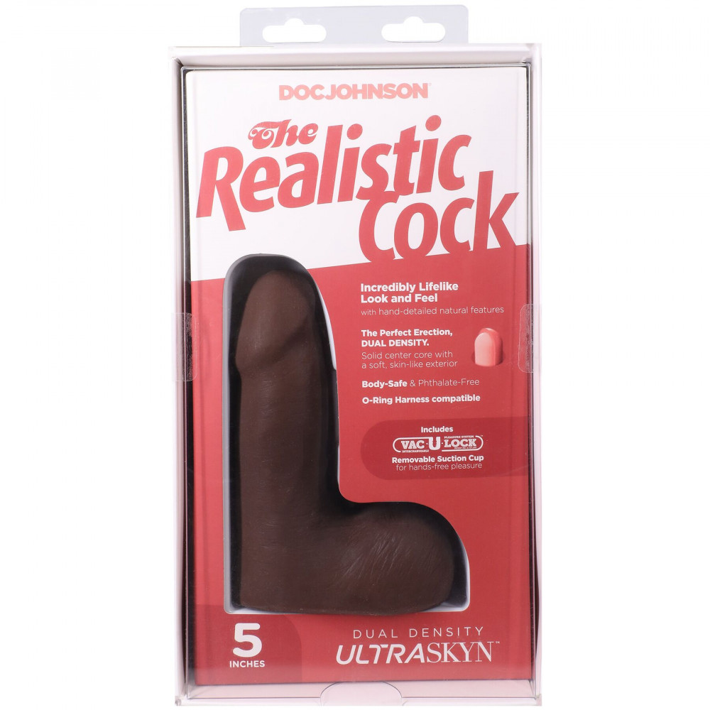 Фалоімітатор - Фалоімітатор Doc Johnson The Realistic Cock ULTRASKYN - 5 Inch with Balls Chocolate 9