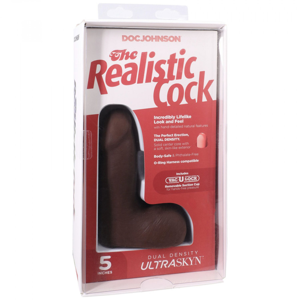 Фалоімітатор - Фалоімітатор Doc Johnson The Realistic Cock ULTRASKYN - 5 Inch with Balls Chocolate 7