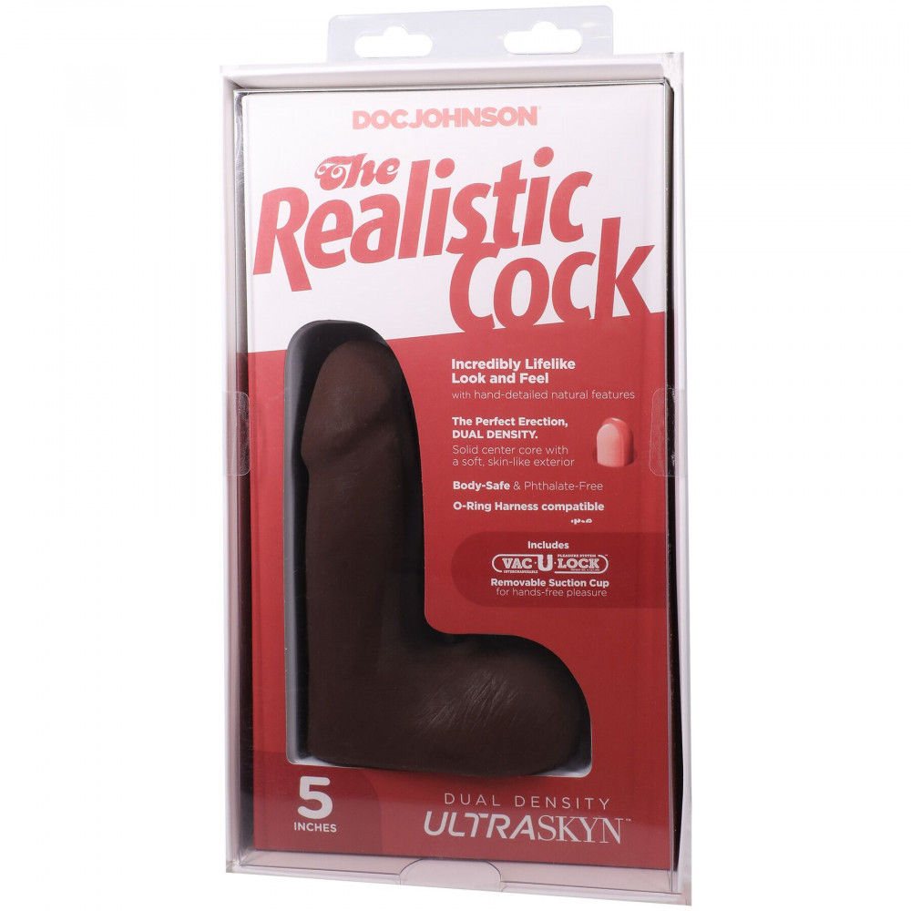 Фалоімітатор - Фалоімітатор Doc Johnson The Realistic Cock ULTRASKYN - 5 Inch with Balls Chocolate 8
