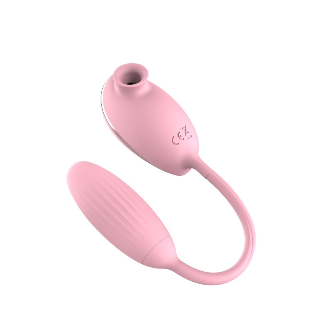 Вакуумный вибратор - Вакуумный стимулятор клитора с виброяйцом High End Suction Love Egg PINK 2