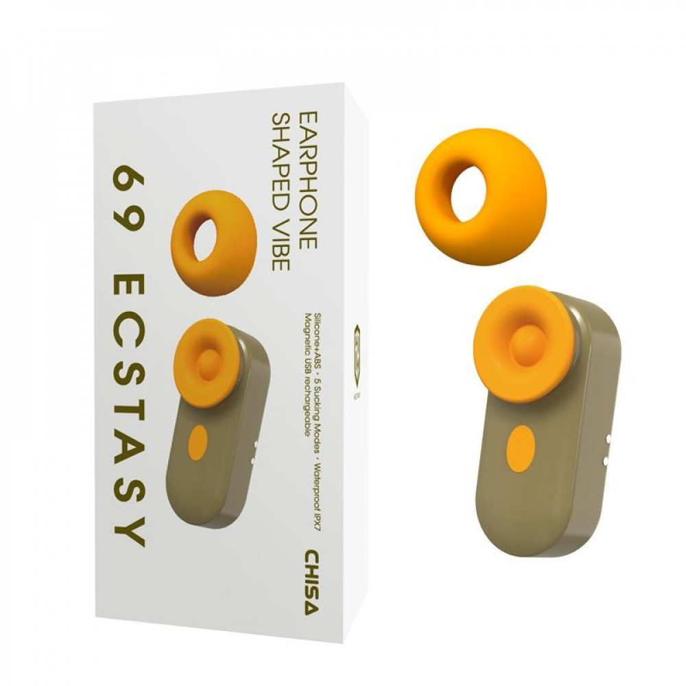  - Вакуумний стимулятор у вигляді навушника Сhisa 69 ECSTASY сіро-помаранчевий