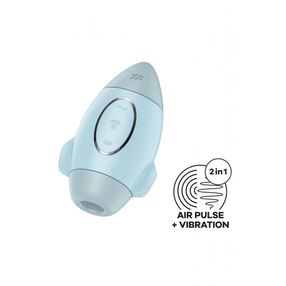 Разное - Вакуумный вибратор двойного действия в виде Ракеты Satisfyer Mission Control, голубой 4