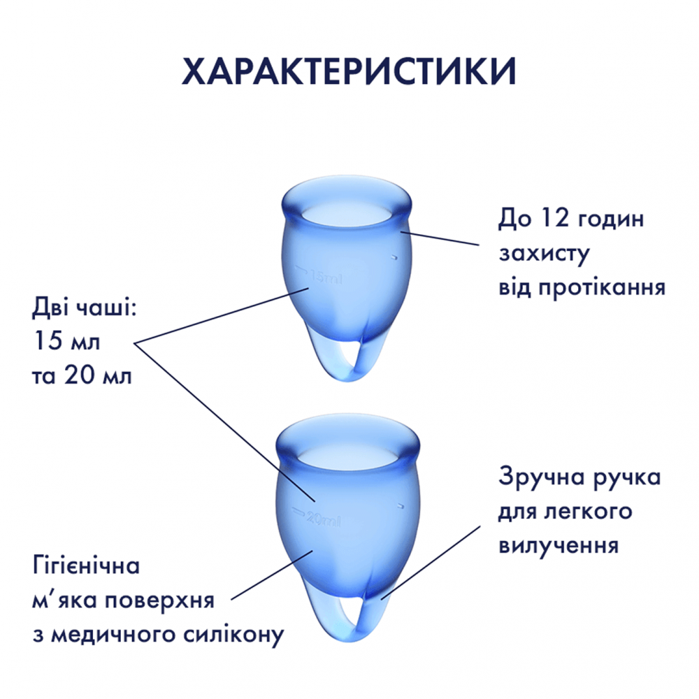 Менструальні чаші - Набір менструальних чаш Feel Confident колір: синій Satisfyer (Німеччина) 2