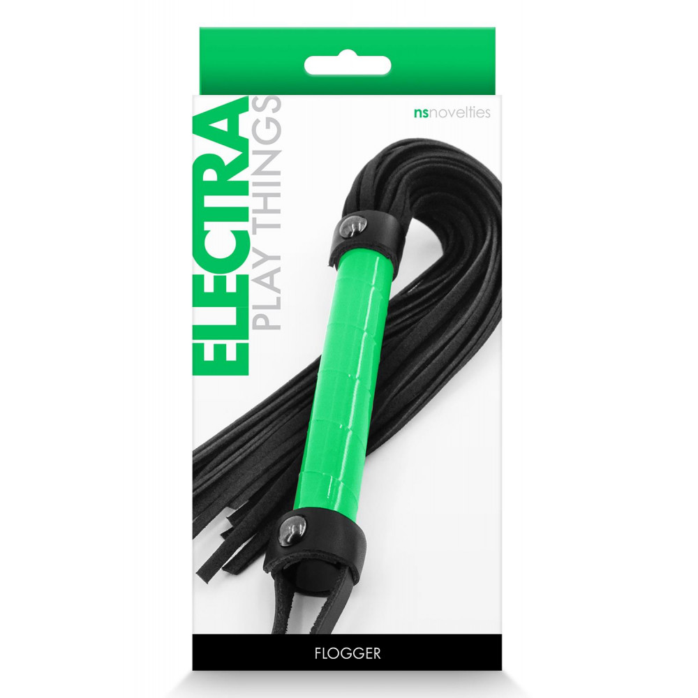 БДСМ игрушки - Флоггер NS Novelties ELECTRA FLOGGER GREEN 1