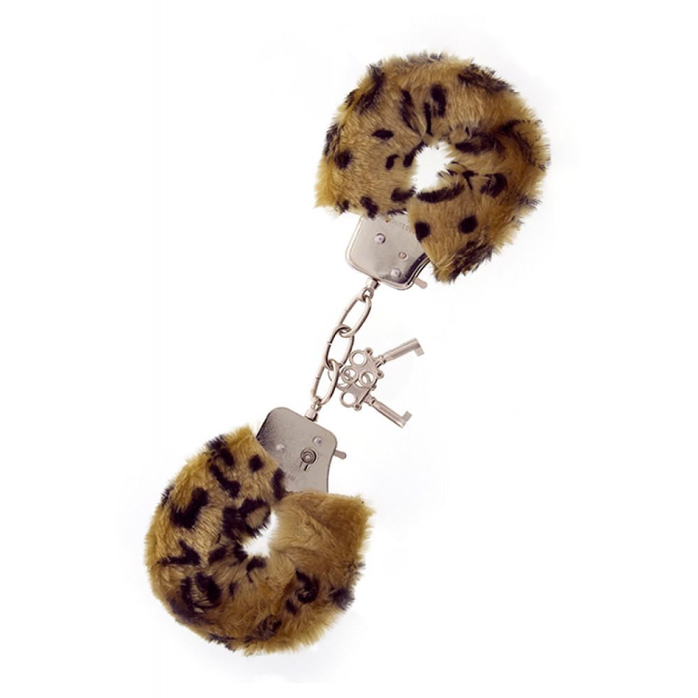 Наручники, веревки, бондажы, поножи - Наручники, Metal Handcuff with Plush, LEOPARD