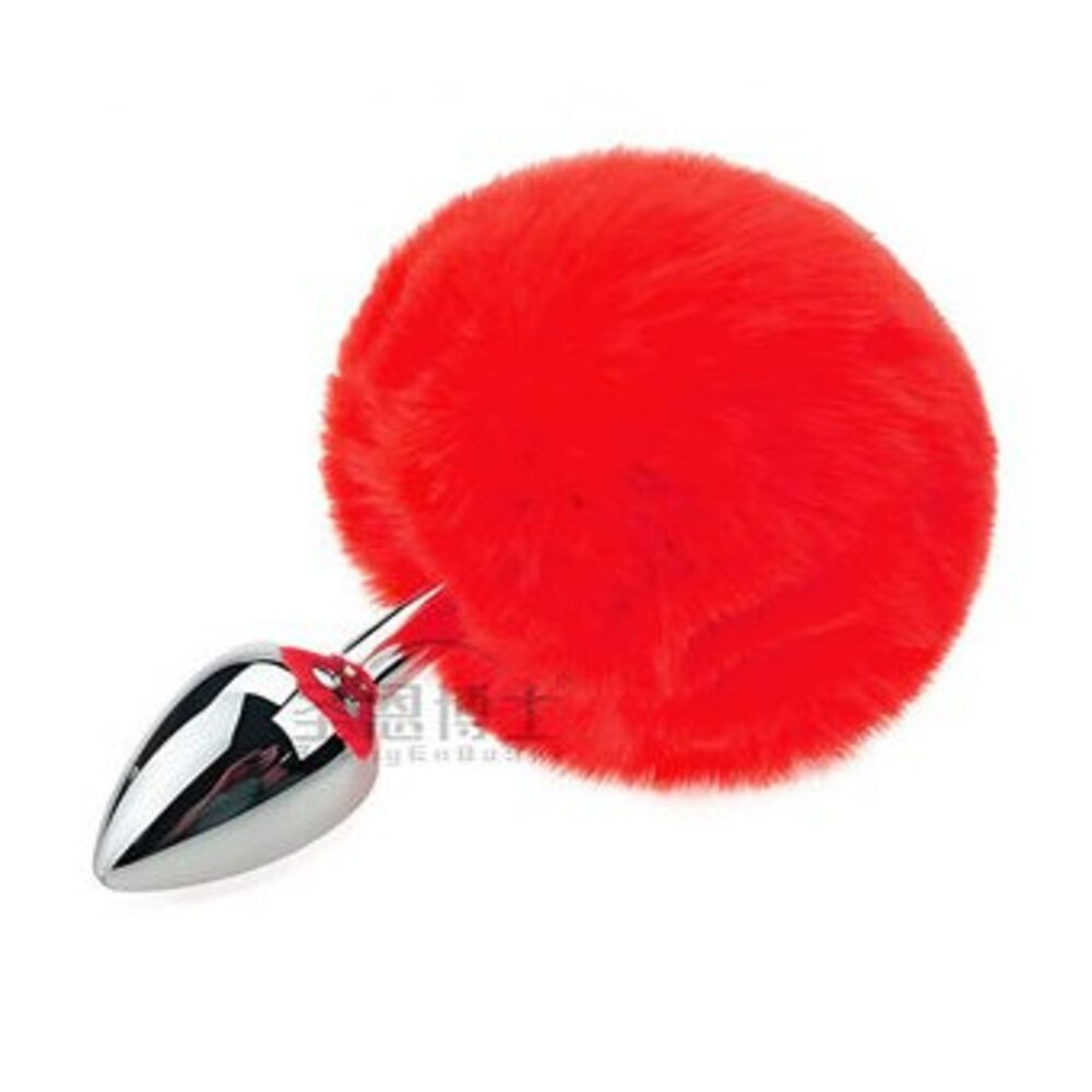 Анальные игрушки без вибрации - Анальная пробка с хвостом SKN-Z33 Red ( размер XS )