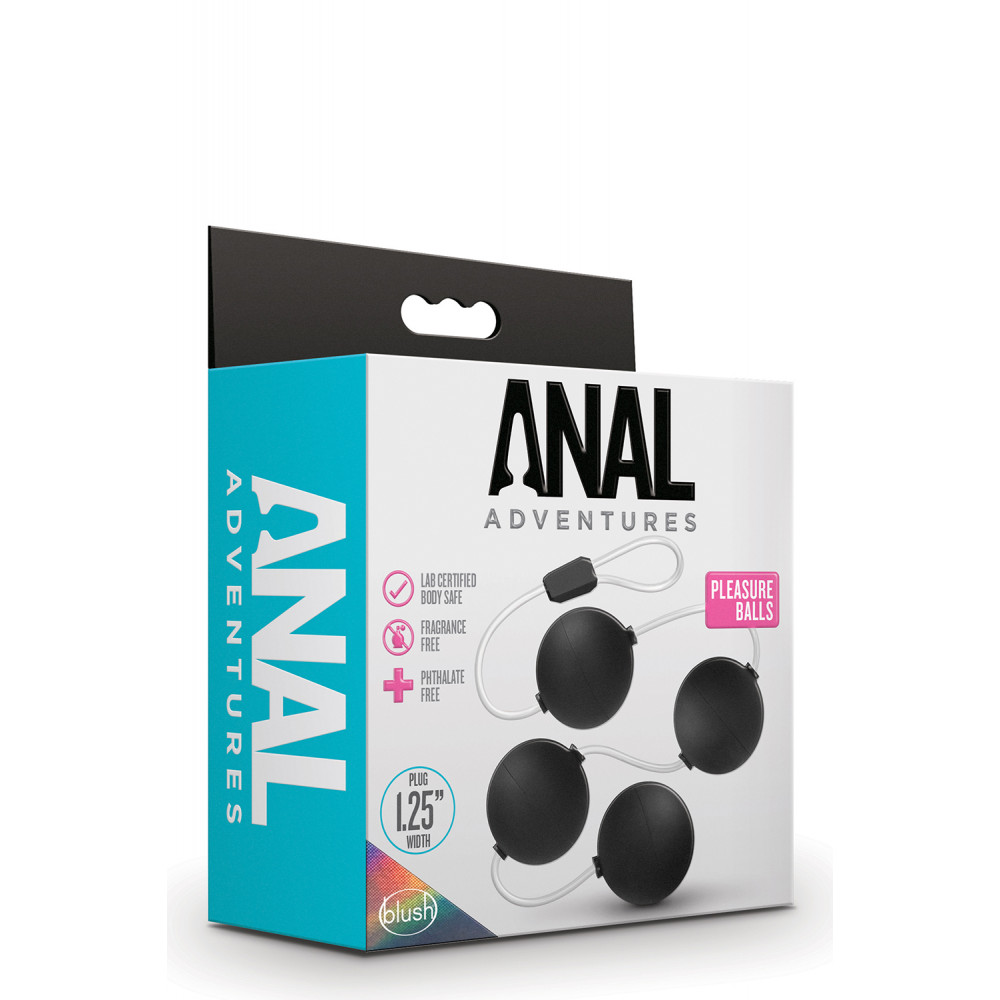 Анальні іграшки без вібрації - Анальні кульки Blush Anal Adventures Pleasure Balls-Black 1