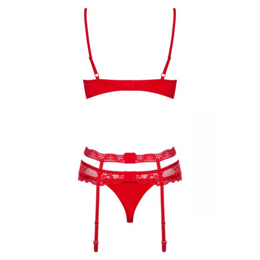 Эротическое белье - Комплект Obsessive Heartina 3 pcs set L/XL красный 2