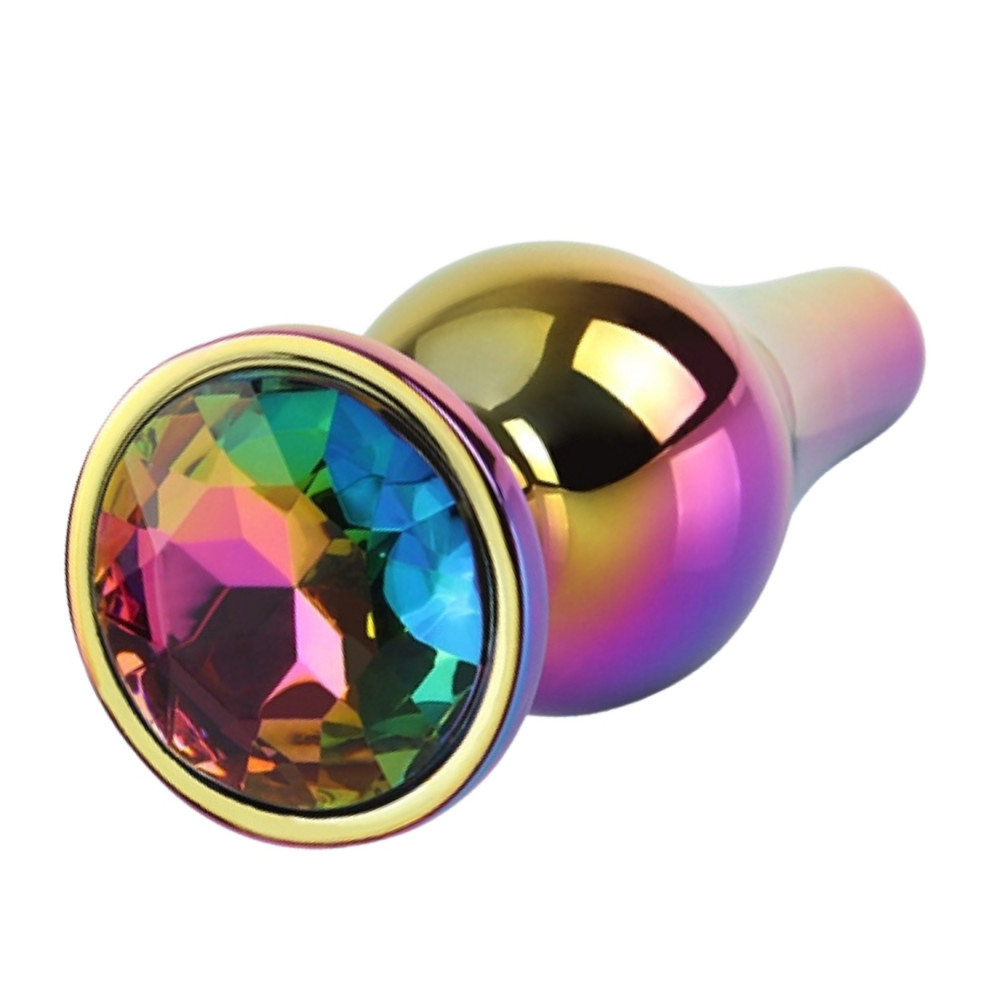 Анальные игрушки без вибрации - Анальная пробка классическая разноцветная CHISA MATRIX MONT с разноцветным камнем, 9.5 см, Φ3.2 см 1