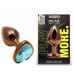 Анальная пробка с кристаллом EGZO - Dark Gold Heart Plug Aqua, size S