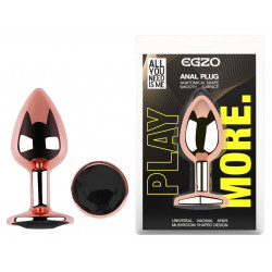 Анальная пробка с кристаллом EGZO - Rose Gold Round Plug Black size S