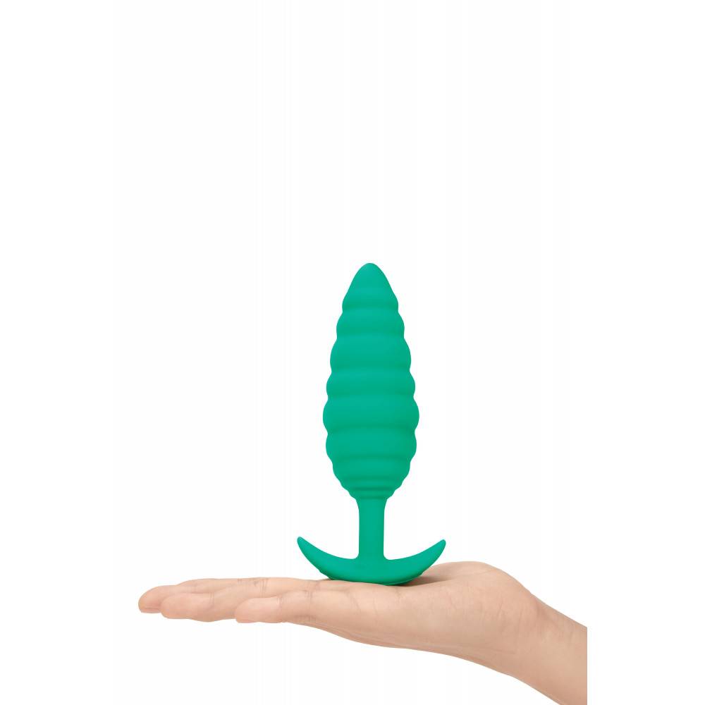 Анальные игрушки с вибрацией - Анальная пробка с вибрацией, рельефная B-VIBE-TEXTURE PLUG TWIST, зеленая 4