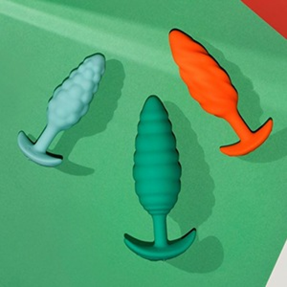 Анальные игрушки с вибрацией - Анальная пробка с вибрацией, рельефная B-VIBE-TEXTURE PLUG TWIST, зеленая 9