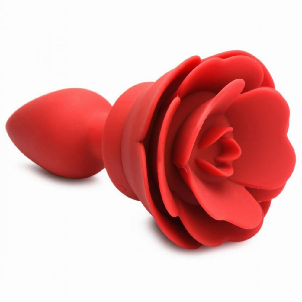 Секс игрушки - Анальная пробка с вибрацией и пультом Booty Sparks, со стоппером в виде розы, силиконовая, красная 6