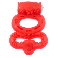 Ерекційне вібро кільце BOSS Vibrating Duo Cock Ring Red, BS6700046