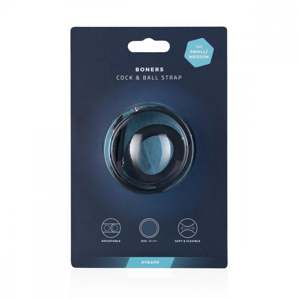 Разное - Эрекционное кольцо Boners Cock & Ball Strap с ремешком для мошонки, S/M 4