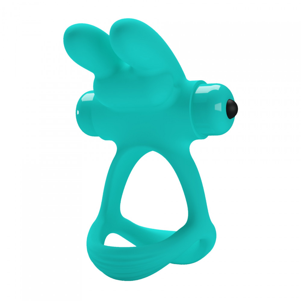 Эрекционные кольца с вибрацией - Эрекционное виброкольцо с кроликом PRETTY LOVE Passionate Dante силиконовое, бирюзовое 2