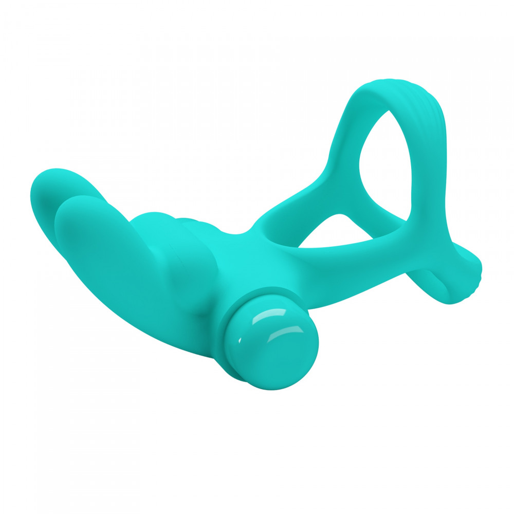 Эрекционные кольца с вибрацией - Эрекционное виброкольцо с кроликом PRETTY LOVE Passionate Dante силиконовое, бирюзовое 6