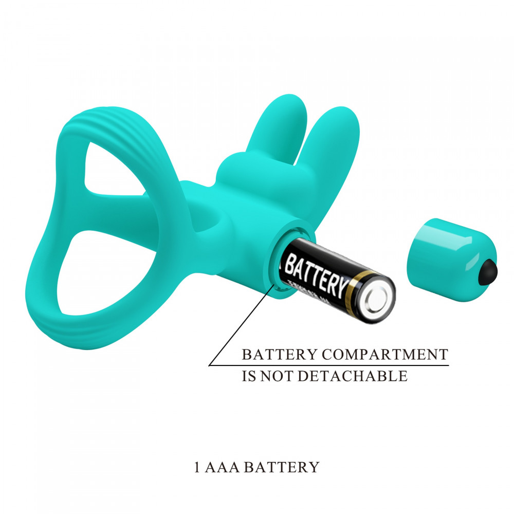 Эрекционные кольца с вибрацией - Эрекционное виброкольцо с кроликом PRETTY LOVE Passionate Dante силиконовое, бирюзовое 9