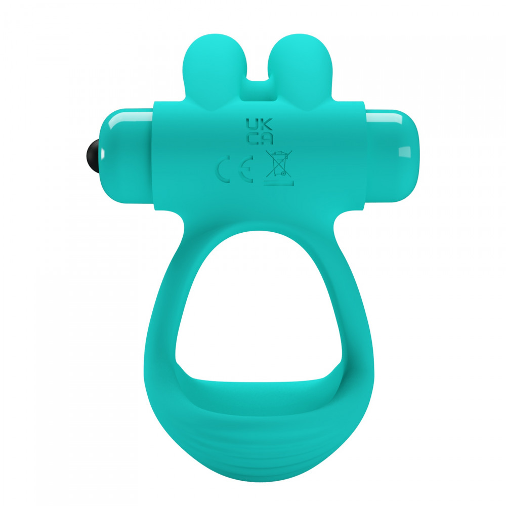 Эрекционные кольца с вибрацией - Эрекционное виброкольцо с кроликом PRETTY LOVE Passionate Dante силиконовое, бирюзовое 5