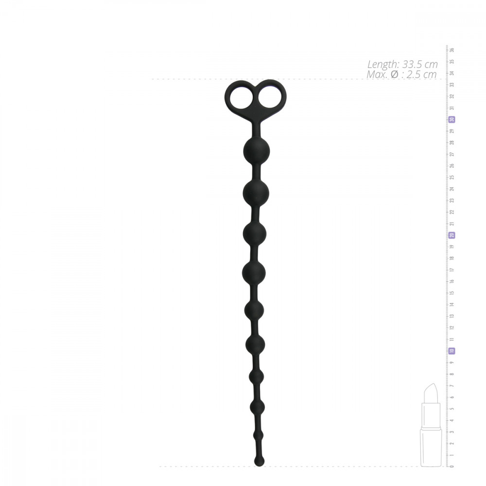 Анальные бусы и цепочки - ET106BLK Анальные бусы Long Anal Beads черные, 33.5 см x 2.5 см 3