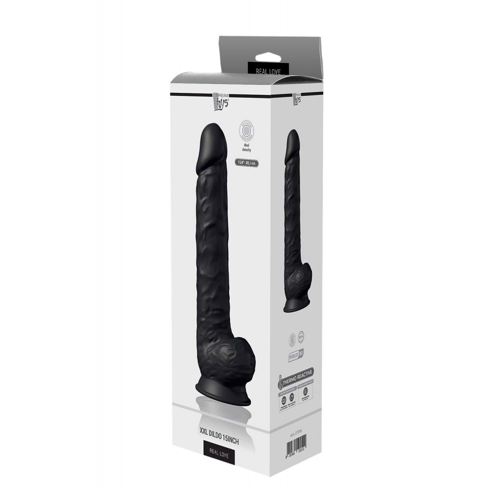 Разное - Фаллоимитатор гигантский реалистичный Dreamtoys Real Love на присоске с мошонкой, черный