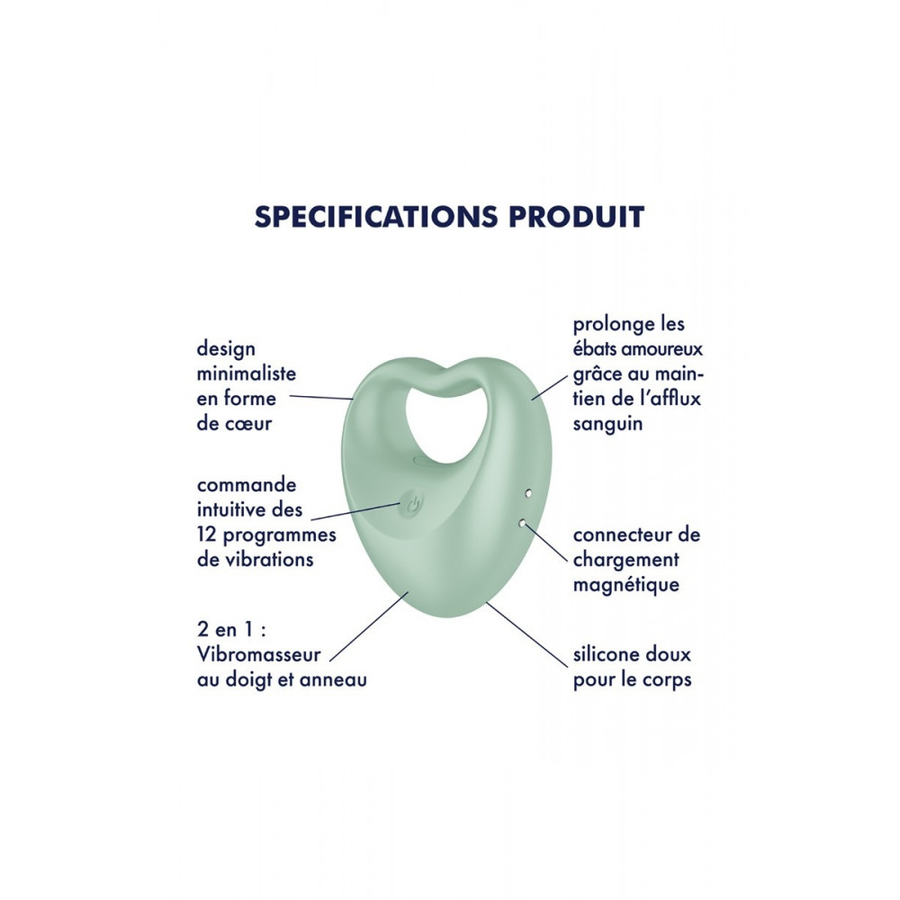 Разное - Гибридный вибратор Satisfyer Perfect Pair 3(эрекционное кольцо, вибратор на палец) в форме Сердца 3
