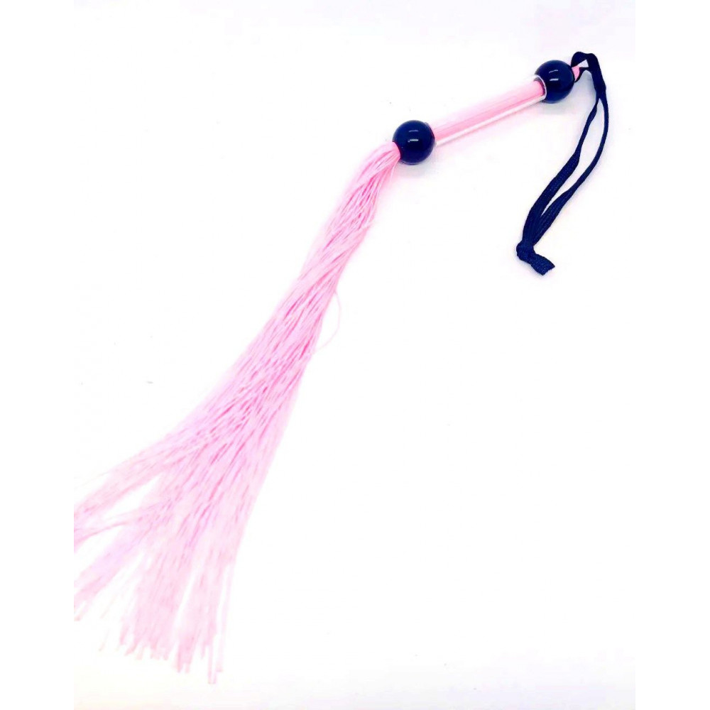 Плети, стеки, флоггеры, тиклеры - Кнут розовый с прозрачной ручкой 39 см