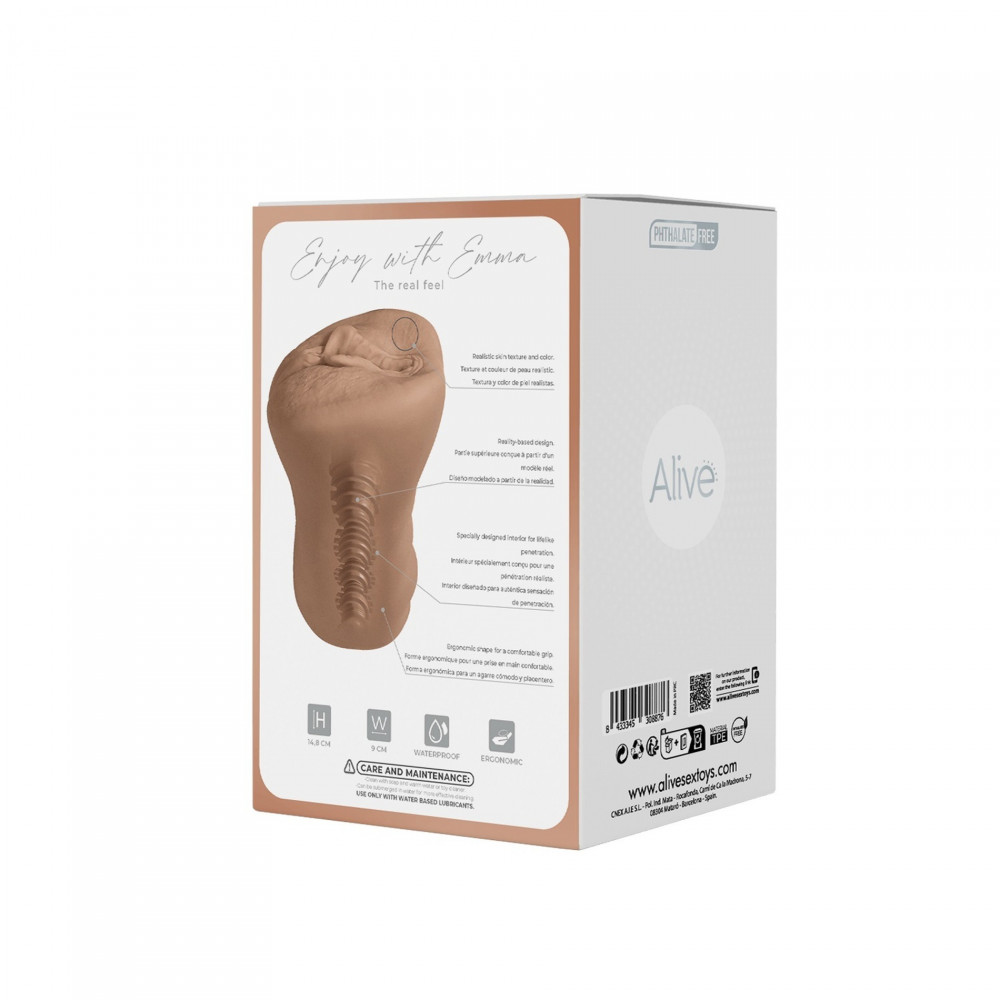 Різне - Мастурбатор вагіна Alive Emma реалістичний, коричневий, M 8