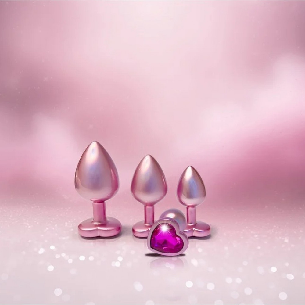 Секс боксы - Набор из трёх анальных пробок Dream Toys Gleaming Love, размеры S, M, L, перламутрово-розовый 4