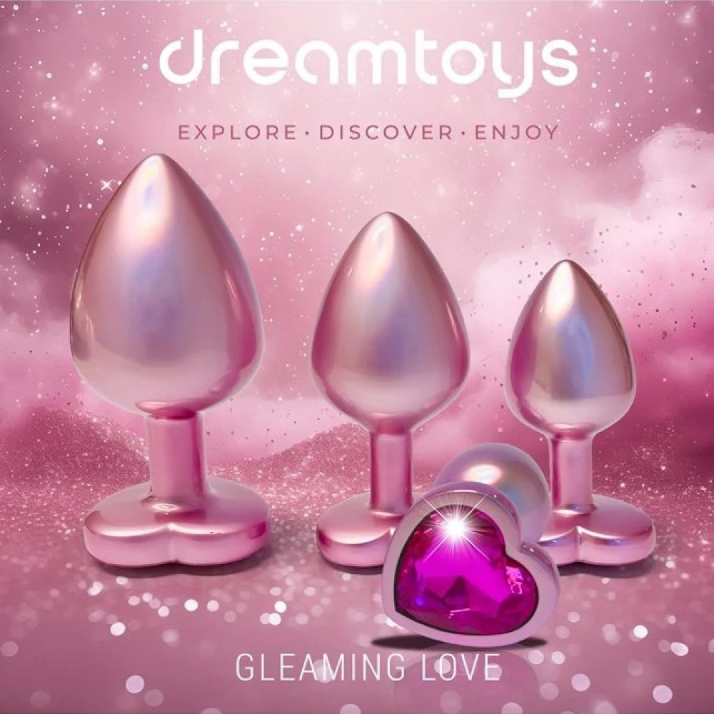 Секс боксы - Набор из трёх анальных пробок Dream Toys Gleaming Love, размеры S, M, L, перламутрово-розовый 5
