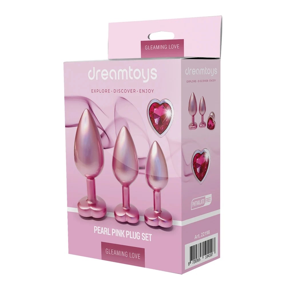 Секс боксы - Набор из трёх анальных пробок Dream Toys Gleaming Love, размеры S, M, L, перламутрово-розовый 1