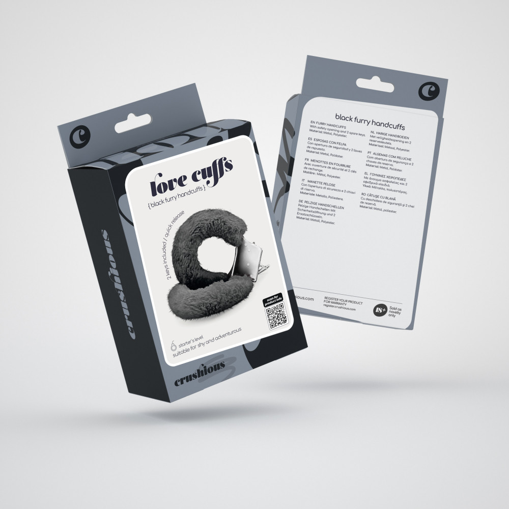 Наручники и ограничения - Наручники Love Cuffs Crushious металлические, с чёрным мехом 1