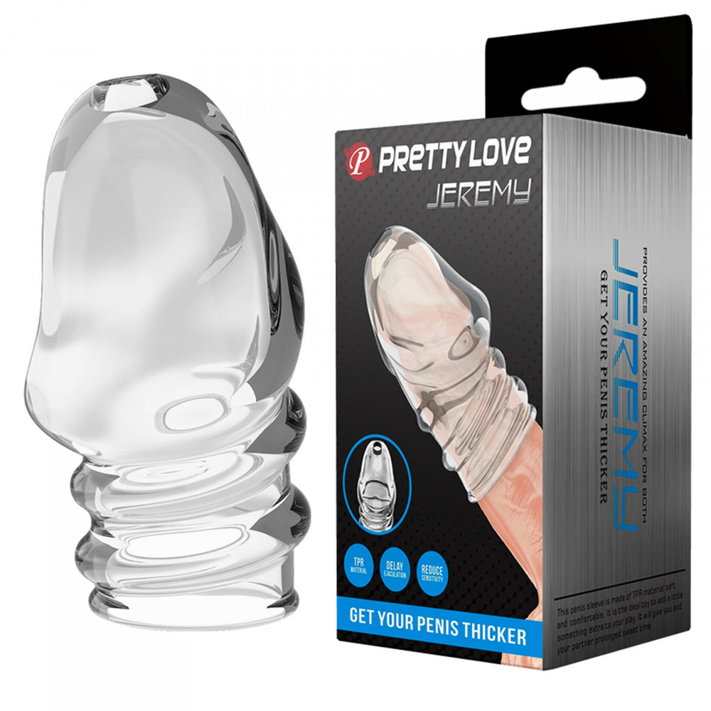 Эрекционные кольца без вибрации - Насадка на головку члена Pretty Love Jeremy прозрачная, 3.6 х 7 см