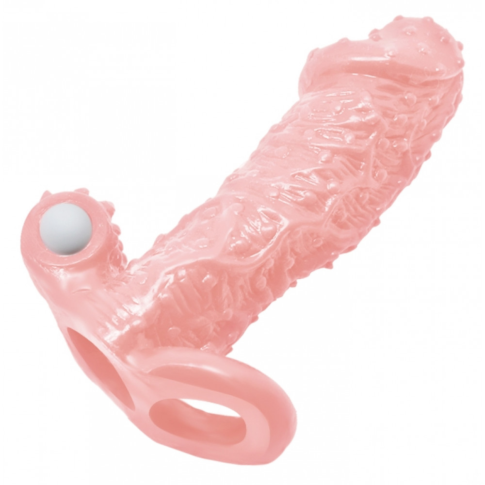 Эрекционные кольца и насадки на член - Насадка-презерватив с вибрацией Brave Man, BI-016010-1 ( телесная ) 5