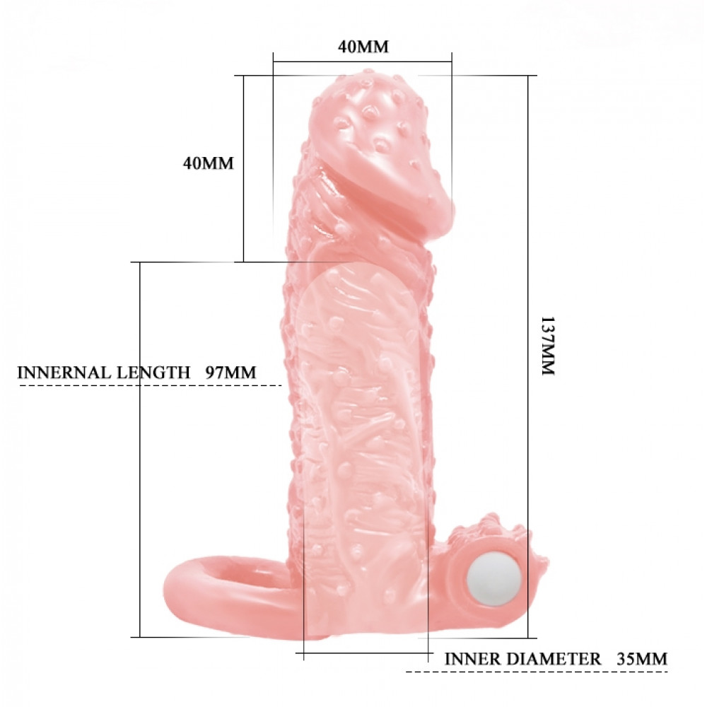 Эрекционные кольца и насадки на член - Насадка-презерватив с вибрацией Brave Man, BI-016010-1 ( телесная ) 3