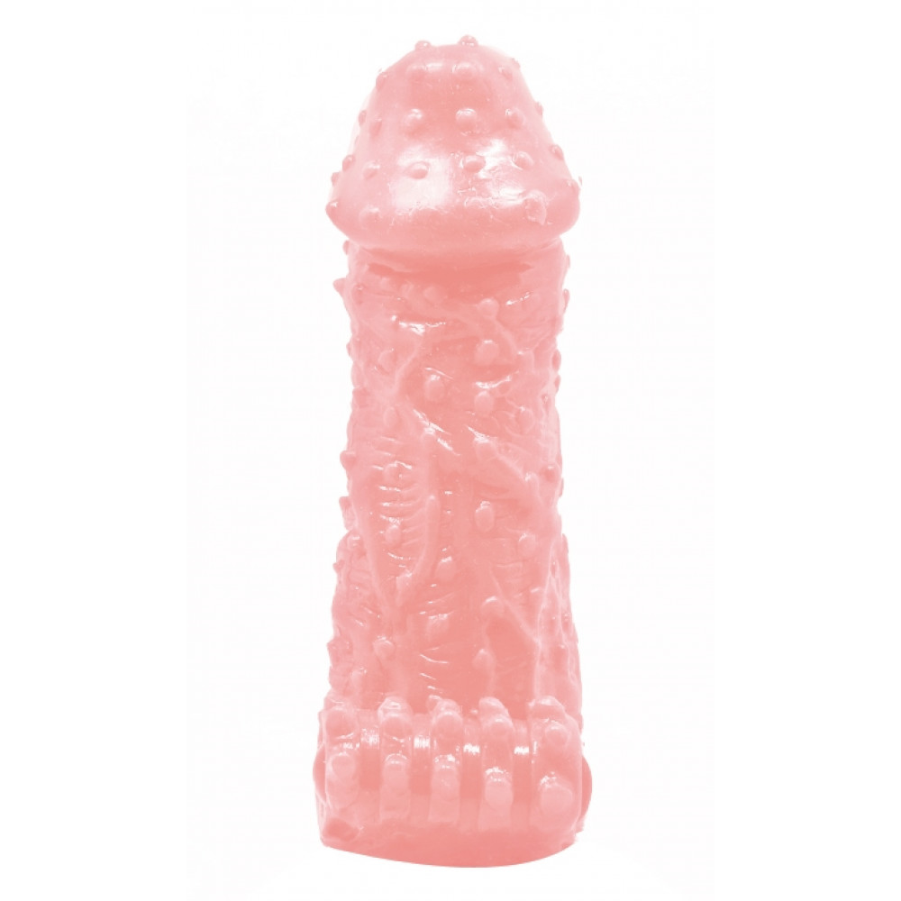 Эрекционные кольца и насадки на член - Насадка-презерватив с вибрацией Brave Man, BI-016010-1 ( телесная ) 4
