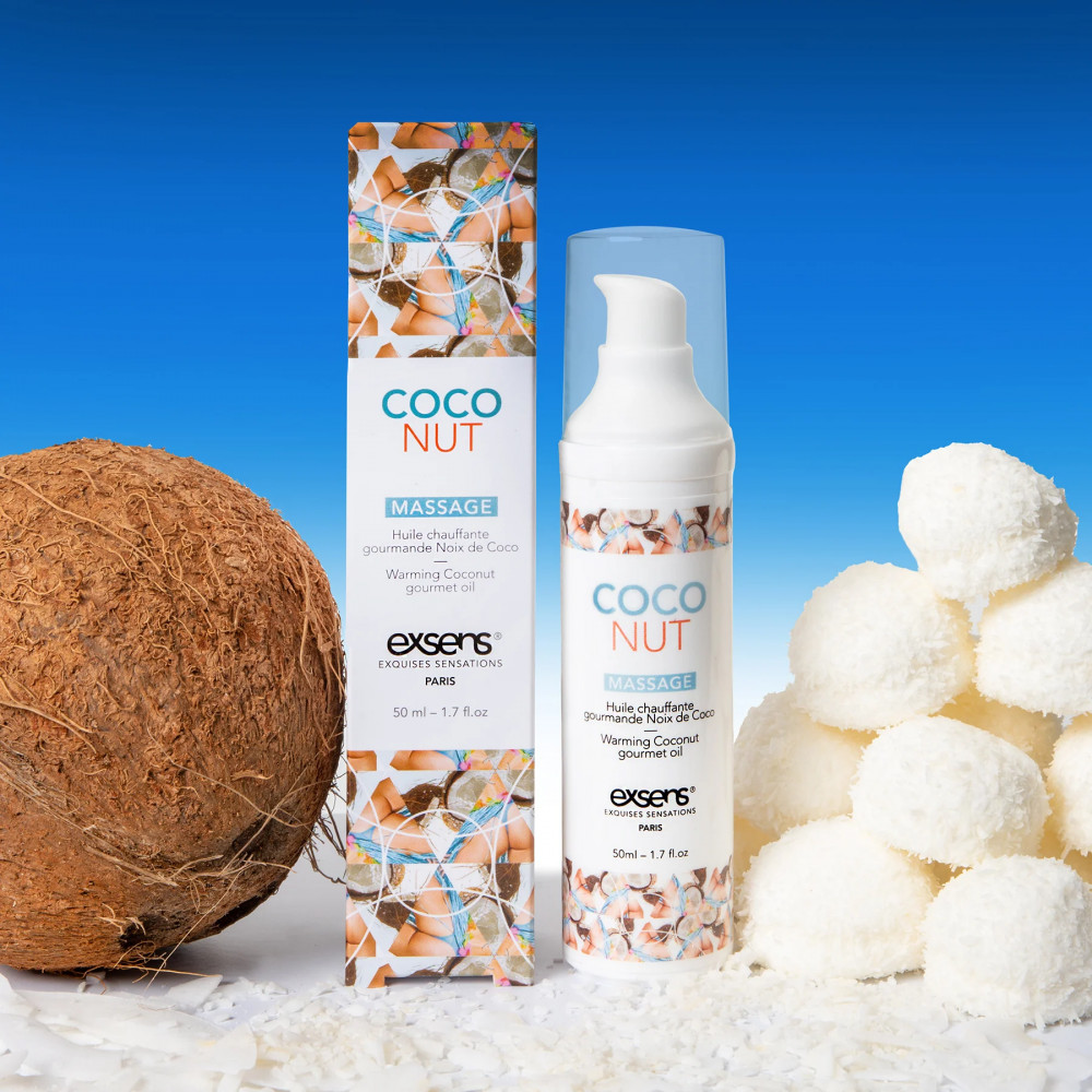 Для массажа - Массажное масло EXSENS Coconut 50мл разогревающее, без сахара, без парабенов, съедобное 5